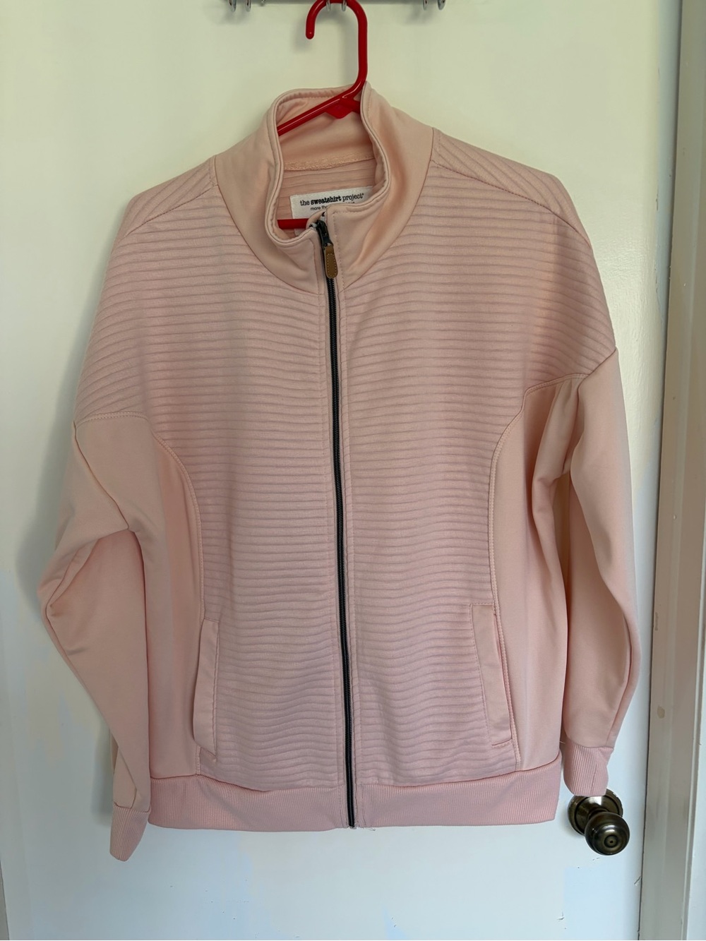 Light Pink Zip-Front Bomber Jacket by The Sweatshirt Project